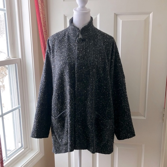 Eskandar Women’s Mandarin Wool/Silk Blend Jacket Cardigan Black Size 0 / Reg 6-8 - Picture 2 of 16